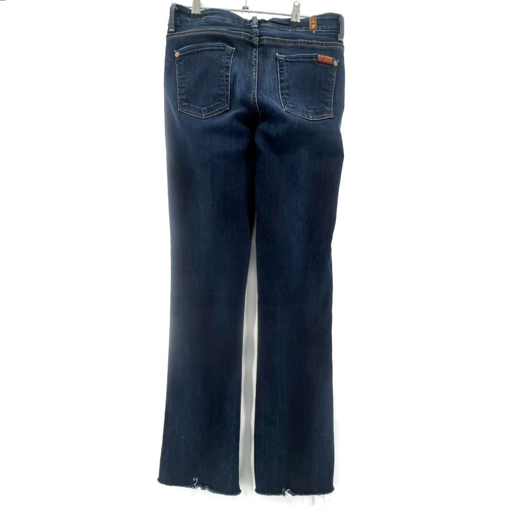 Seven 7 For All Mankind Jeans Skinny Bootcut Dark Wash Sz 26 Raw Hem Modified - Picture 2 of 16